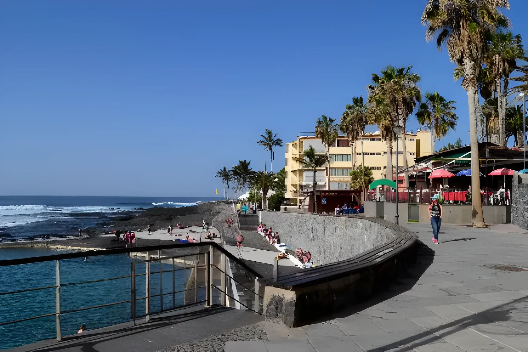Paseo marítimo de Punta del Hidalgo con palmeras